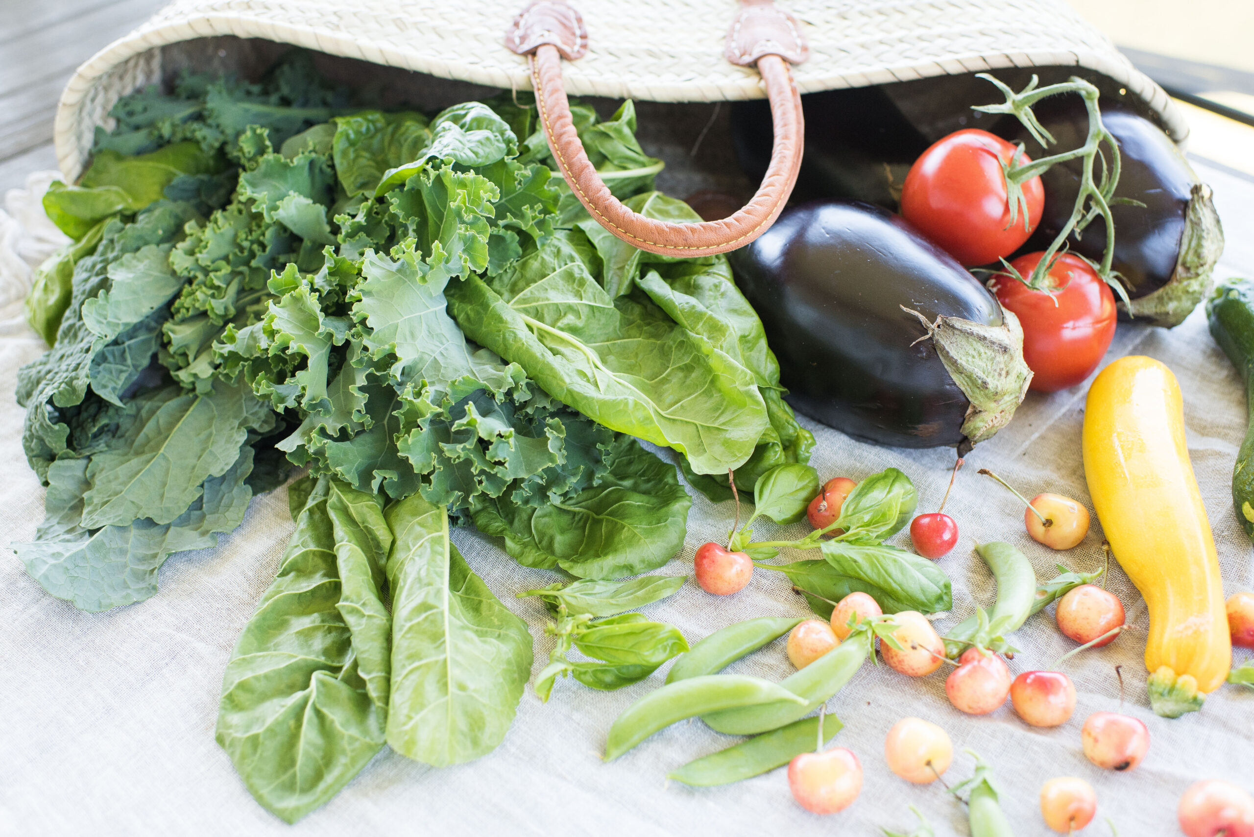 Grocery Tote filled with fresh vegetables and fruits