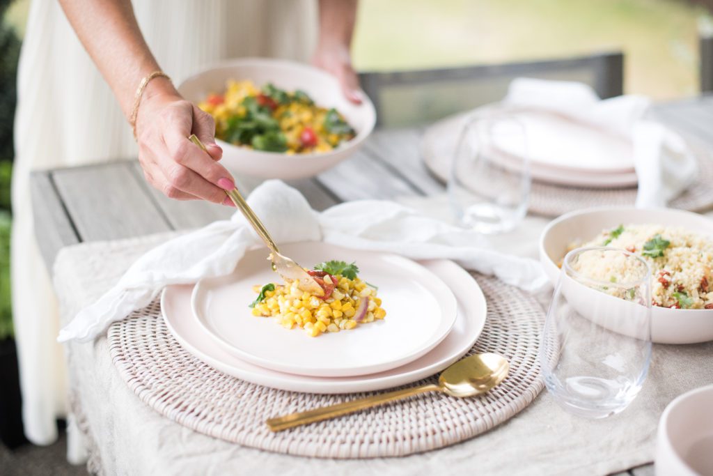 Charred Jalapeno Corn Salad with Fable dinner plates